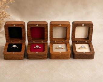 Small Sunflower Wooden Ring Box, Rustic Engagement Ring Holder, Proposal Box, Wedding Keepsake, Handmade Wood Jewelry Box