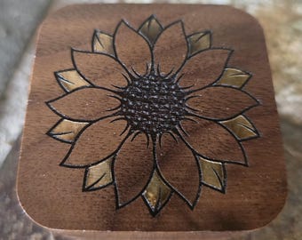 Cherish Memories with a Personalized Sunflower Ring Box - Keepsake for Weddings, Engagements & Special Gifts