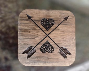 Wooden Ring Box with an Arrow Heart Design – Handmade Keepsake for Weddings, Engagements & Special Gifts