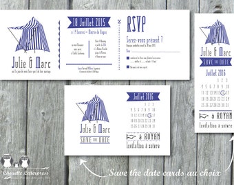 Invitation wedding printable "Royan" + RSVP + Save the Date