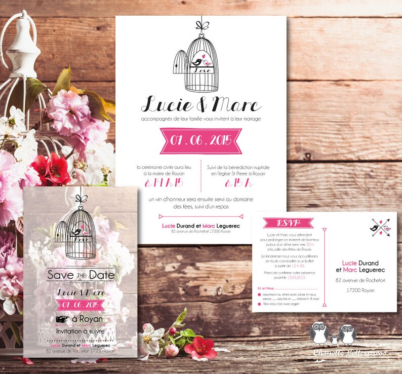 Wedding Invitation Kit quot;Birdcagequot; Invitation RSVP + + Wedding Invitation Kit quot;Birdcagequot; Invitation RSVP + +