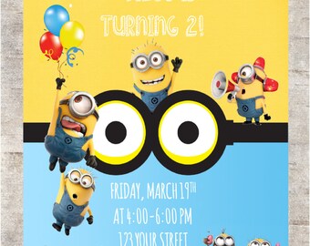 MINIONS Birthday Invitation ***Digital Invitation 4x6 or 5x7