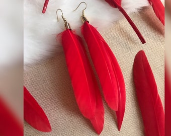 Hawks Inspired Feather Earrings -- Anime Jewelry -- Handmade