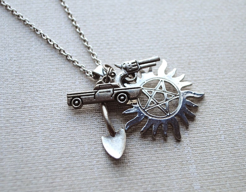 Dean Winchester AntiPossession Symbol Supernatural Charm Necklace The Family Business Sam Winchester