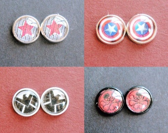 Winter Soldier Earrings -- Captain America - SHIELD - HYDRA - Steve Rogers - Bucky Barnes - Fandom Fashion - The Avengers - Civil War