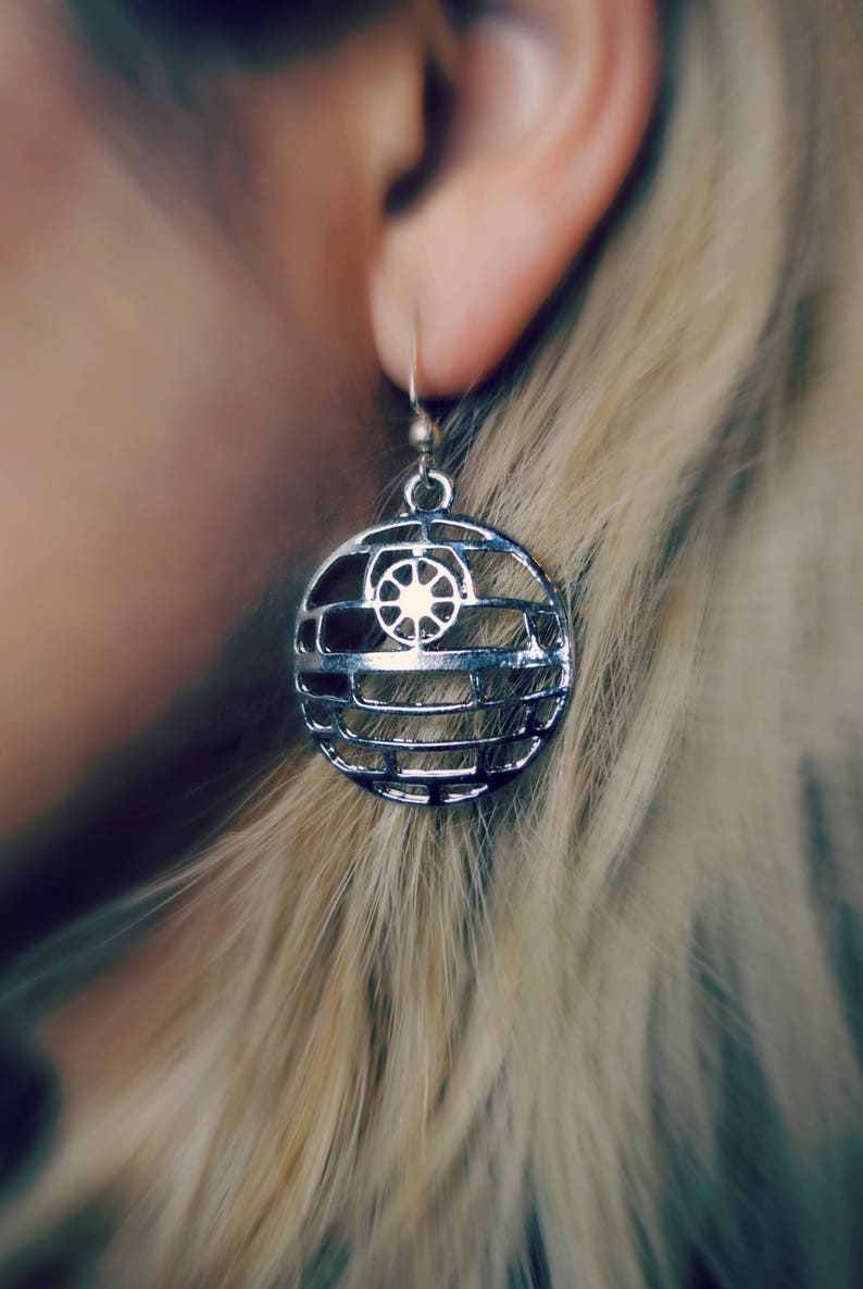 BACKORDER READ DESCRIPTION Death Star Earrings Star Wars Jewelry Darth Vader Star Wars Earrings image 2