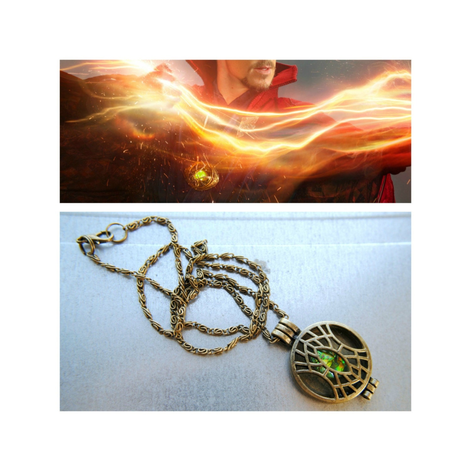 1:1 Doctor Strange Ring & Necklace Eye of Agamotto Pendant Handmade Cosplay  Prop | eBay