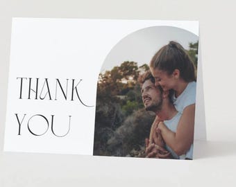Simple Modern Wedding Thank You Card – Minimalist Wedding Stationery | Editable Template