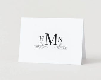 Monogram Wedding Thank You Card: Minimalist Canva Template (Digital Download)