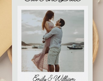 Simple Polaroid Photo Save the Date | Editable Canva Template | Instant Download | Minimalist Wedding Announcement |