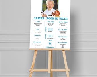 Rookie of the Year Milestone Sign | Editable First Birthday Milestone Board |  Digital Download