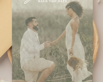 Boho Photo Save the Date Template | Editable Wedding Announcement | Instant Download