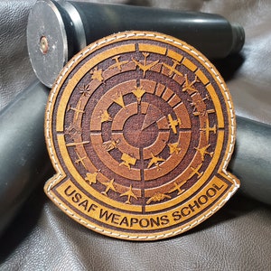 USAF Weapons School Leather Patch – Handcrafted Military Emblem – Air Force Graduate Gift