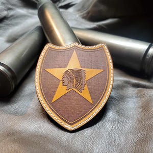 2nd Infantry Division Leather Patch - Handcrafted Army Morale Patch for Hats, Veteran Gift, Accessory