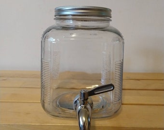 1 Gallon Glass Drink Dispenser | Casual Drinkware | Unique Glassware | Travel Dispenser | Party Decor | Water Dispenser | Kitchenware