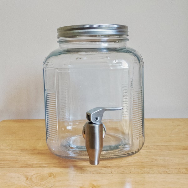 1 Gallon Glass Drink Dispenser | Casual Drinkware | Unique Glassware | Travel Dispenser | Party Decor | Water Dispenser | Kitchenware