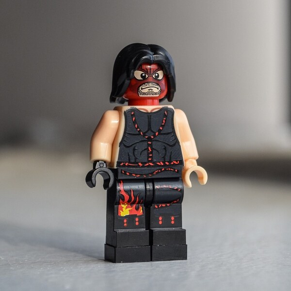 Kane (WWE Pro Wrestler, The Big Red Machine / Monster) - LEGO-style minifigure / rebuildable action figure