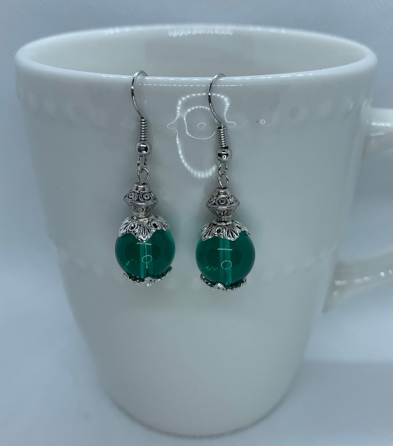 Green and Silver Earrings