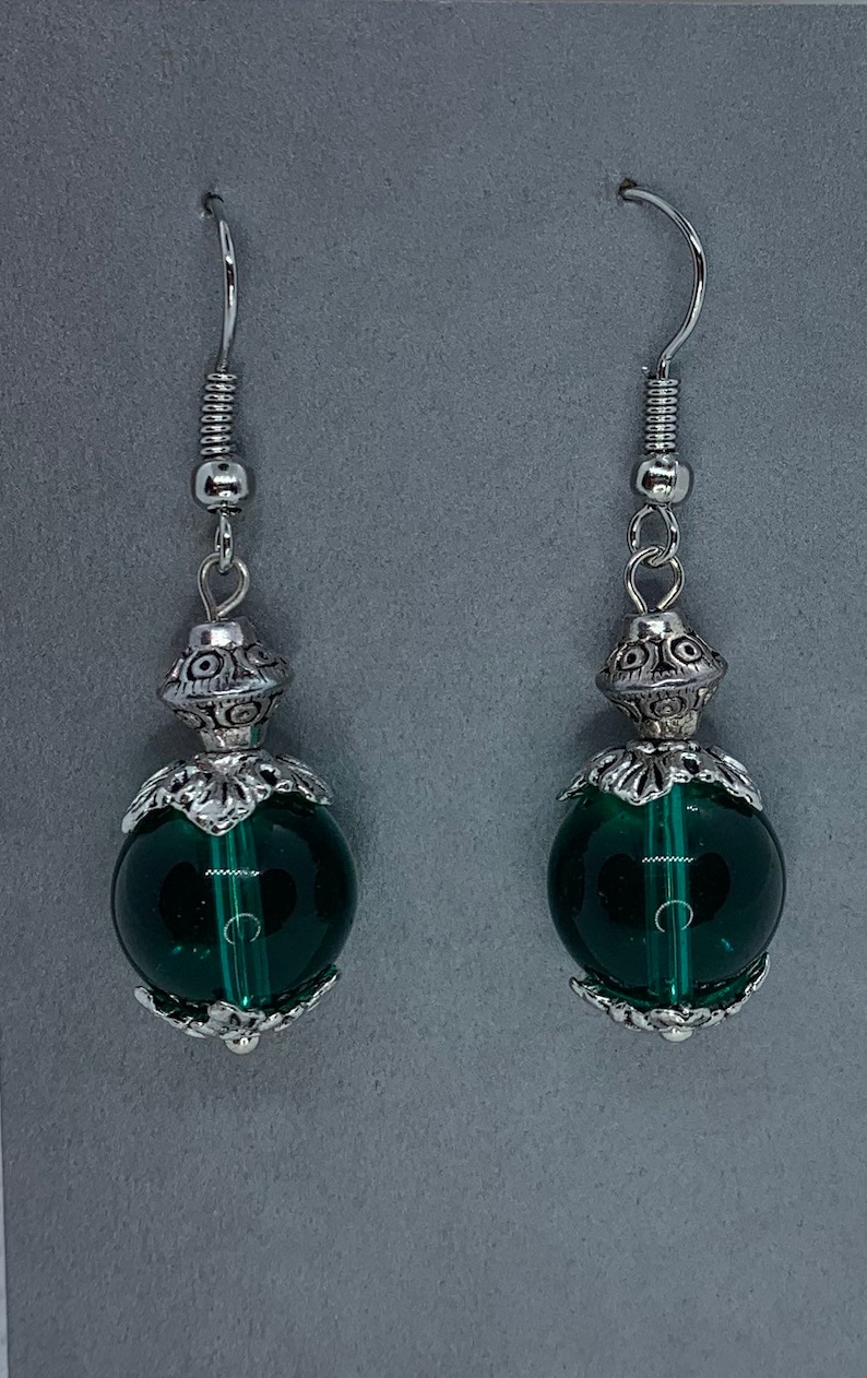 Green and Silver Earrings