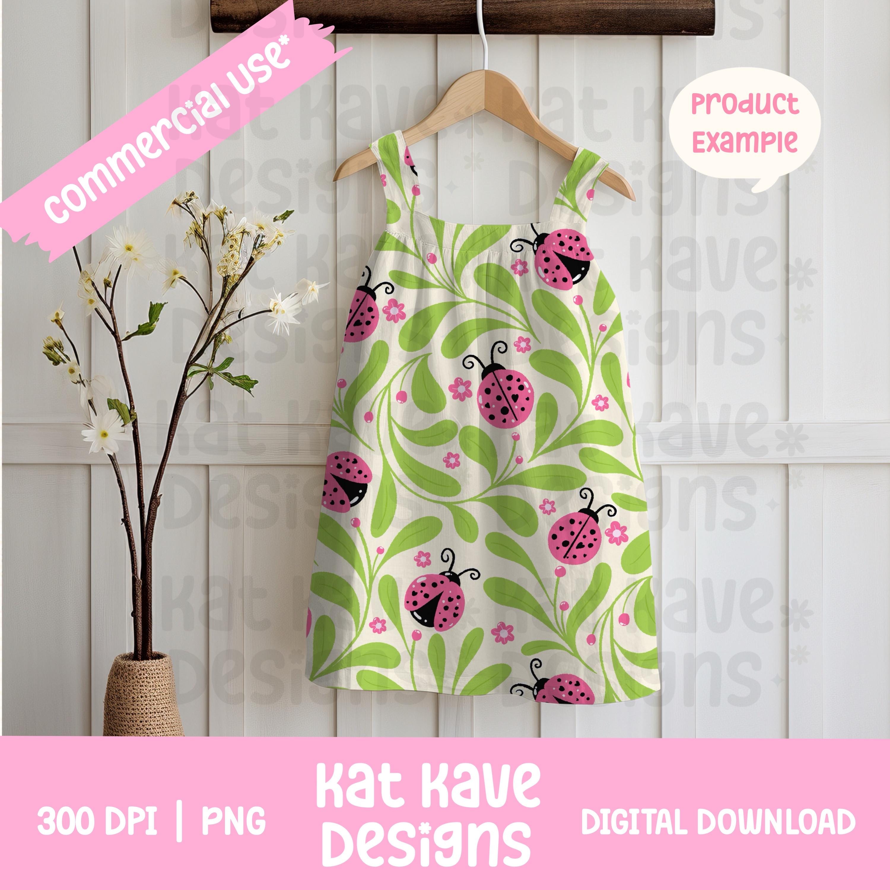 Pink Whimsical Ladybug Floral Seamless Pattern – Spring Garden Print ...