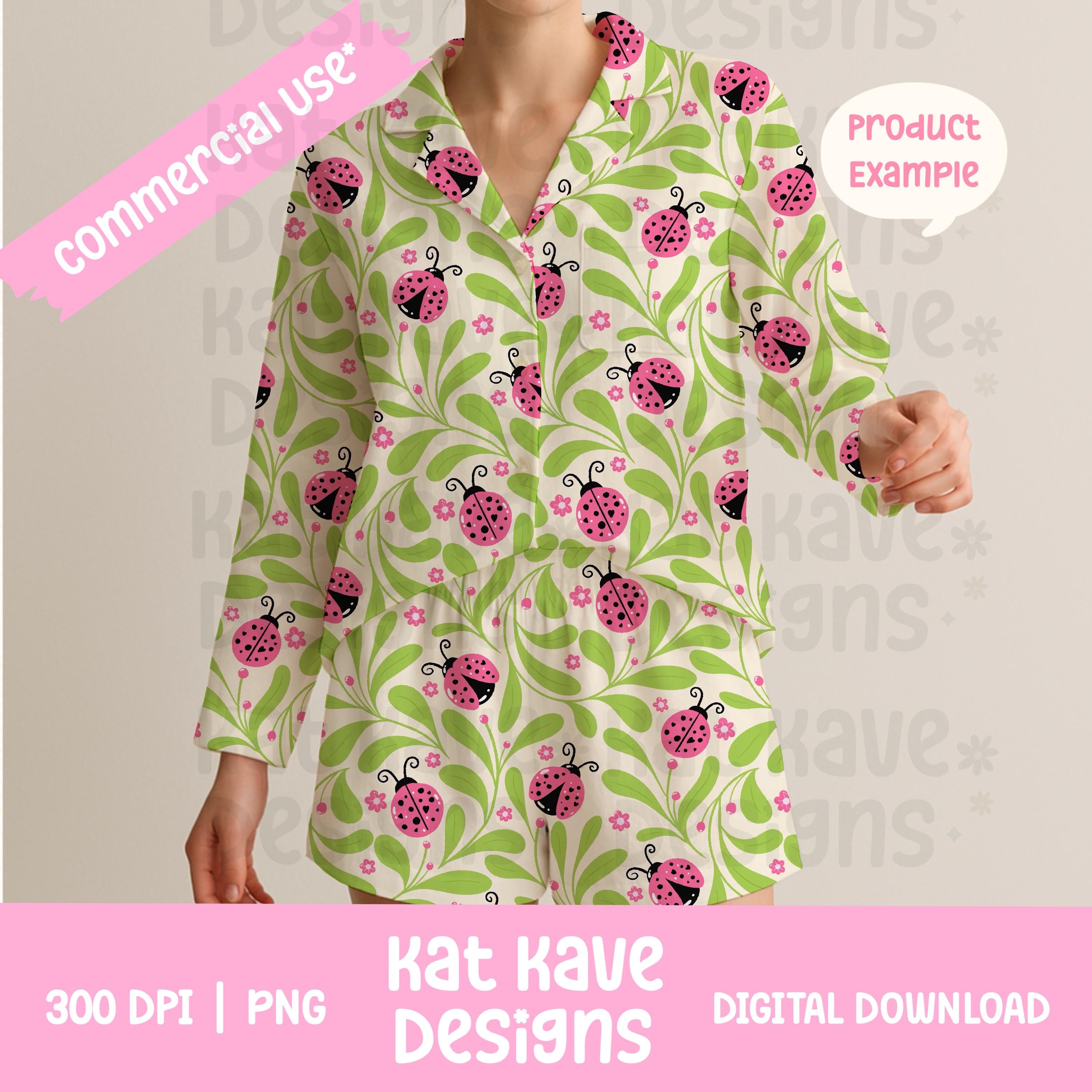 Pink Whimsical Ladybug Floral Seamless Pattern – Spring Garden Print ...