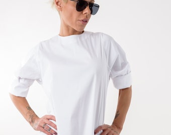 White Shirt, Cotton shirt, Plus Size Tunic, T Shirt, White Top, Tunic, White Blouse, White Top, Clothing Women, Loose Shirt