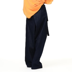 Wrap-Front Jeans, Wide-Leg Jeans, Denim Pants, Women Pants