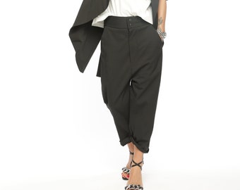 Black Pants, Loose Pants with Side Pockets, Women Pants