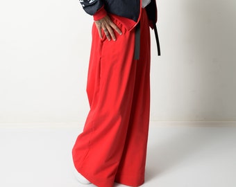 Red Jogging Pants, Wide Leg Pants, Sweat Pants, Women Pants