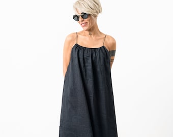 Black Dress, Midi Dress, Loose Dress, Summer Dress