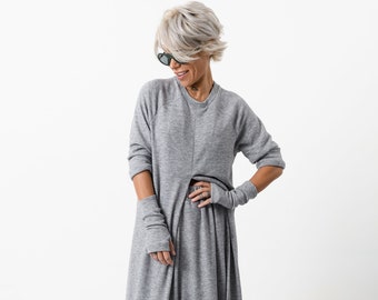 Three Pieces Set, Grey Woman Casual Set, Extravagant Clothing