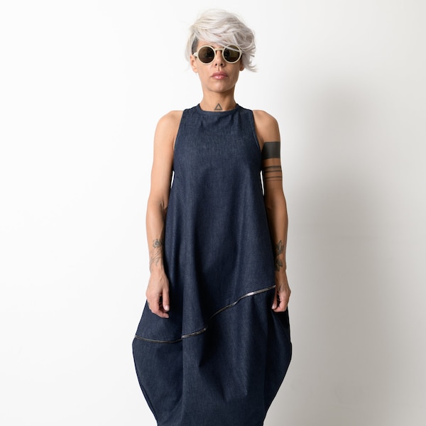 Tunique en jean, robe oversize, robe grande taille, robe longue, robe de maternité