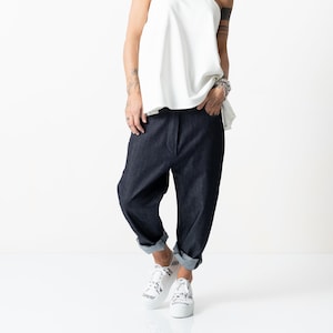 Women Denim Pants, Harem Loose Pants, Low Crotch Pants