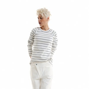 Handmade Striped Viscose Sweatshirt: Relaxed Fit Long Sleeve Top