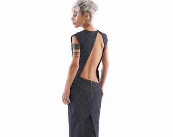 Denim Cutout Midi Dress