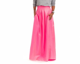 Woman Neon Pink Maxi Skirt