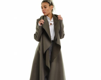 Green Shawl Collar Coat