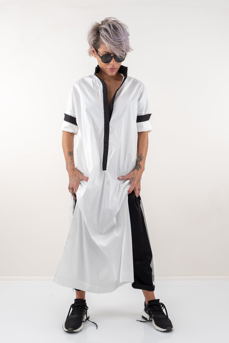 White Long Oversize Loose Shirt Summer Top Asymmetric Maxi Shirt
