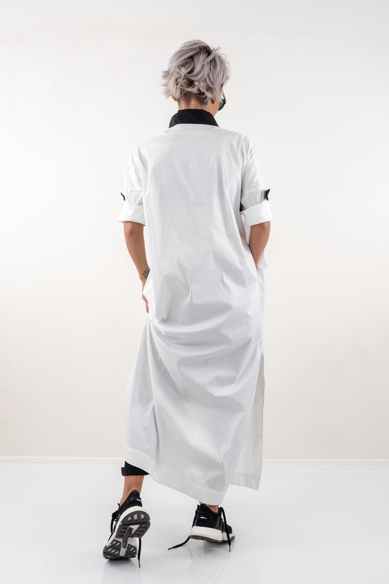 White Long Oversize Loose Shirt Summer Top Asymmetric Maxi Shirt