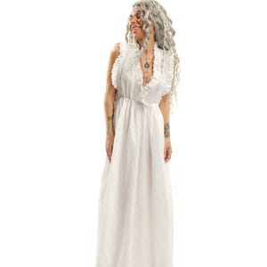 Ruffled Cotton-Blend Maxi Dress, White Dress, Summer Dress, Women Dress