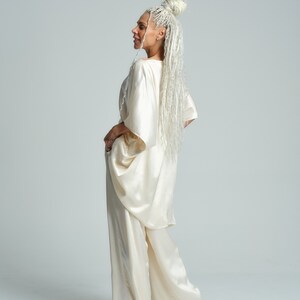 Ivory Shifli Top With Lace  Co-Ord Set With Denim Jogger Pants