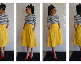 A-Line Maxi Skirt /plus size skirt /Yellow maxi skirt /High waist skirt / Wedding skirt /Midi skirt /Full skirt/Skirt with pockets