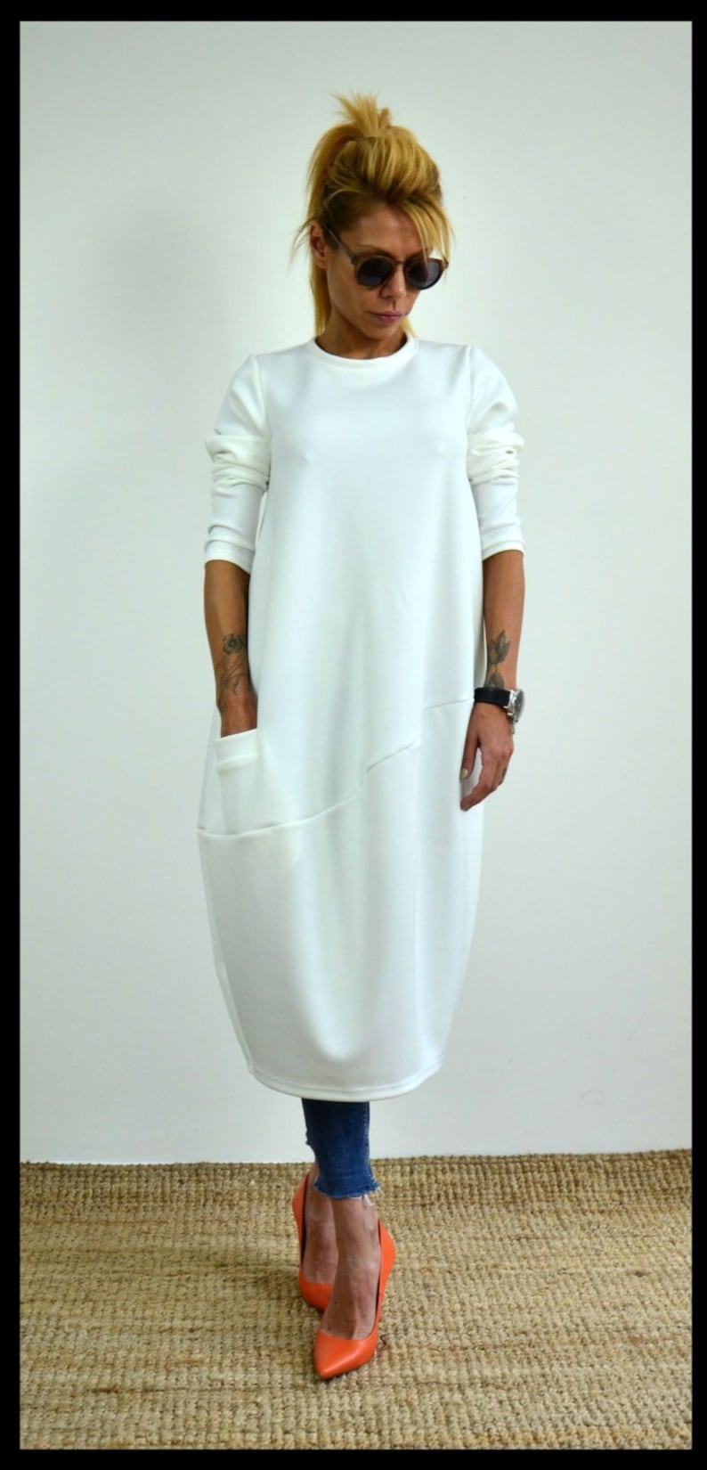 Plus size dress White Maxi Dress White Dress Plus Size Clothing Maxi dress Maternity Dress Plus size tunic Long Sleeve Dress