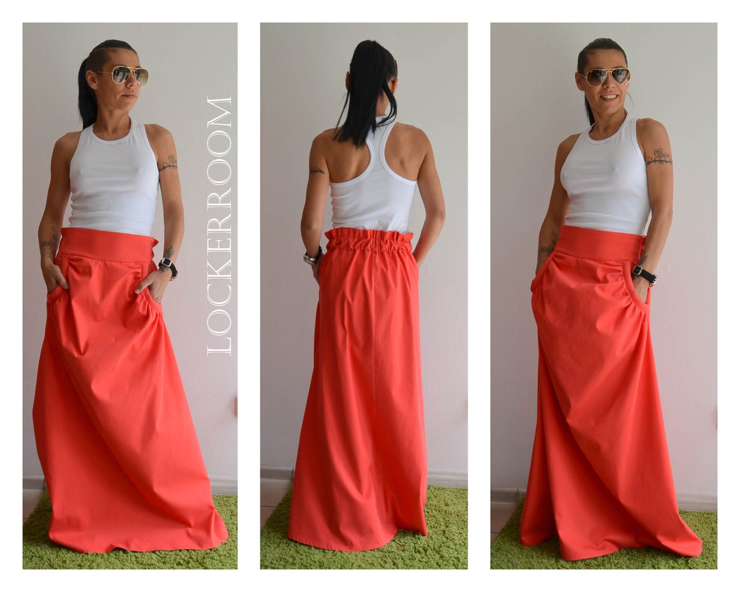 Maxi Skirt Skirt with pockets Long Skirt Red skirt Boho
