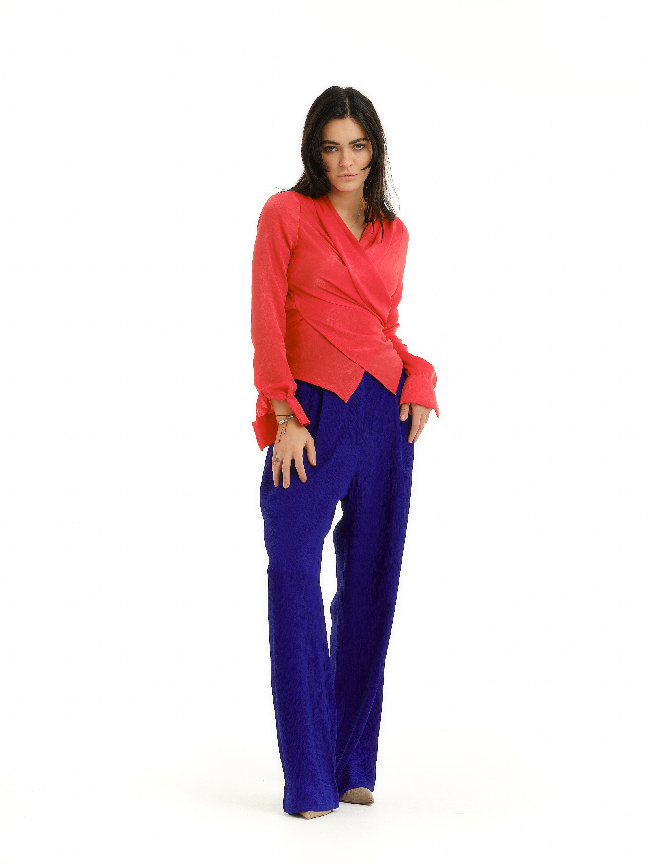 royal blue high waisted wide leg pants