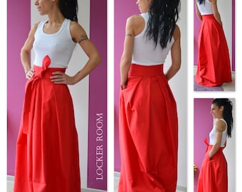 Maxi Skirt, A line Skirt, Plus Size Maxi Skirt, High Waisted Skirt, Pleated skirt, Maxi Red Skirt, Long Skirt, Floor Length Skirt, Red Skirt