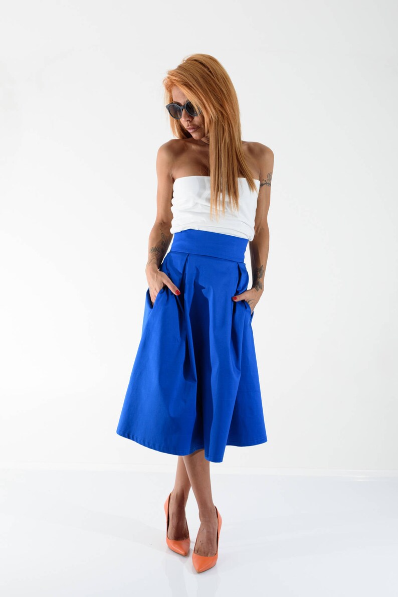 Red Skirt With Pockets Loose Midi Skirt Loose Cotton Skirt Etsy