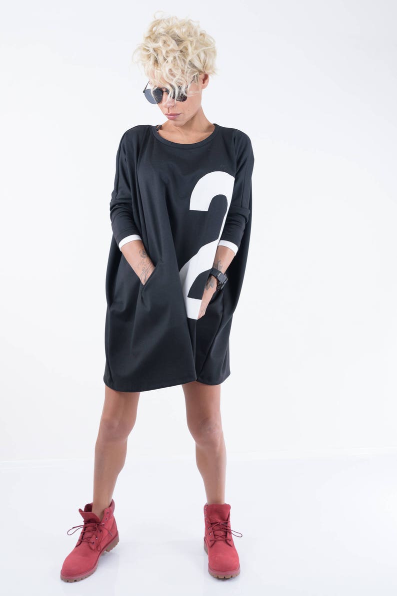 Black Extravagant Top, Oversize Sweater, Black Oversize Top image 4