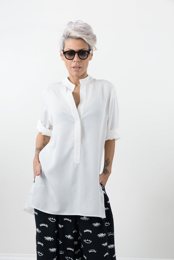 plus size white tunic shirt