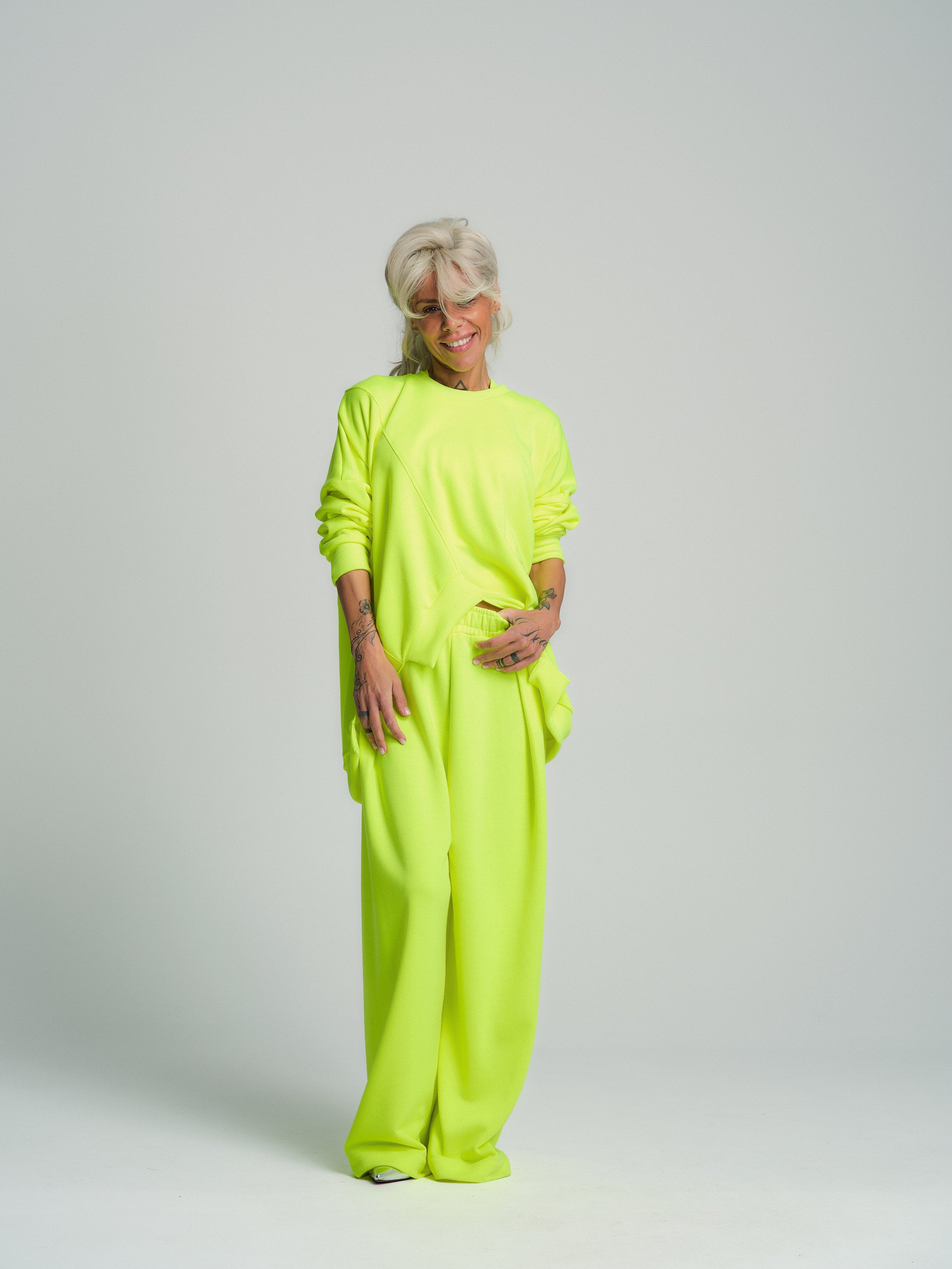 Neon Green 3-piece Sweatsuit Set, Women Tracksuit